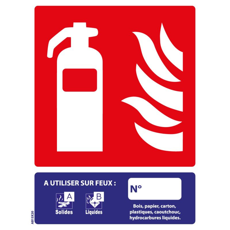 Panneau de signalisation extincteur pour classes de feu A et B